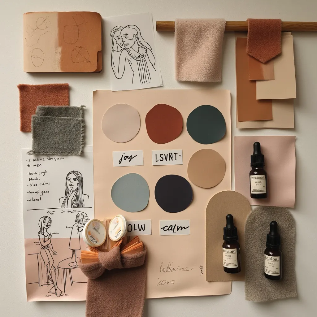 Moodboard s nápady pro focení vůní a emocí