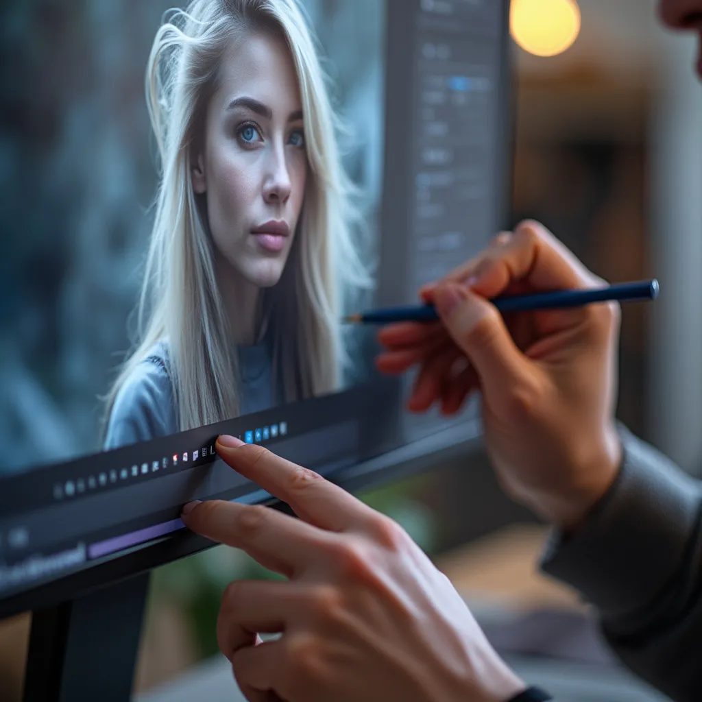 Grafik upravuje barvy na fotografii na počítači